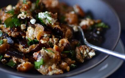 Roasted Eggplant / Egg Plant / Ratatouille Crisp Recipe (Pasta with Eggplant Caponate and Feta Cheese)