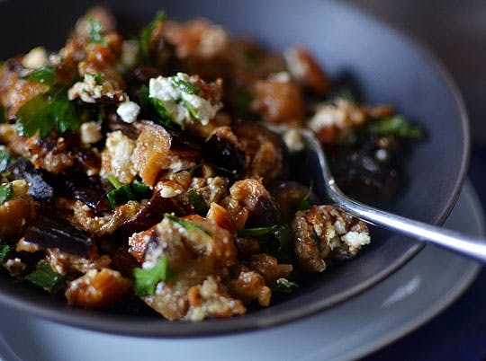 Roasted Eggplant / Egg Plant / Ratatouille Crisp Recipe (Pasta with Eggplant Caponate and Feta Cheese)