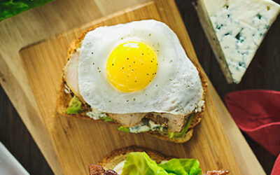 Gluten Free Roast Turkey Club with Avocado and Blue Cheese Crumbles