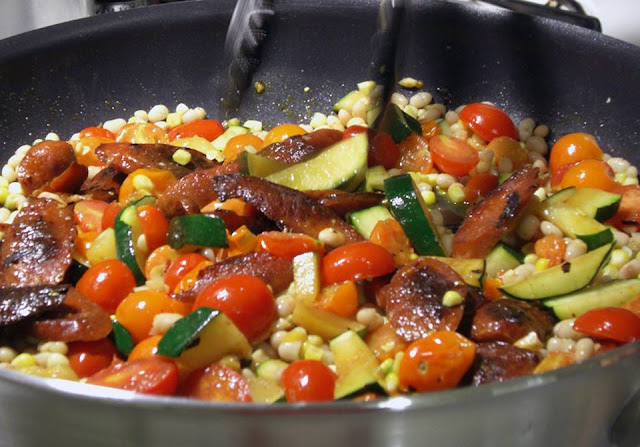 Chorizo with Corn, Cherry Tomatoes, and Zucchini Recipe