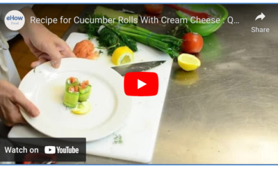 Recipe and Video for Cucumber Rolls with Cream Cheese : Quick Meals