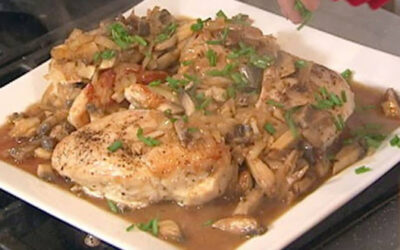 Jacques Pepin’s Chicken Supremes with Tapenade and Mushroom Sauce Recipe