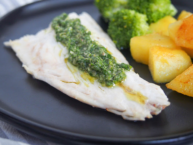 Sauteed Lemon White Fish with Mediterranean Salsa Verde Recipe