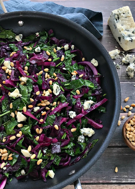 Warm Red Cabbage Coleslaw with Bacon and Blue Cheese Recipe