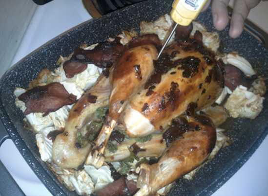 Roast Pheasant with Cabbage and Turkey Bacon Recipe