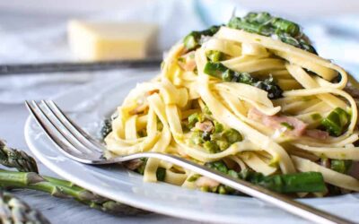 Tagliatelle with Asparagus, Crispy Bacon and Parmesan Recipe