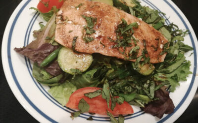 Cardamom Steamed Salmon on Green Bean and Zucchini Salad Recipe